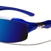 Arctic Blue Mens Fashion Sports Wrap Sunglasses – Blue Revo Lens – Fishing, Baseball, Boating, Skiing – Several Colors Available! (White – Blue)